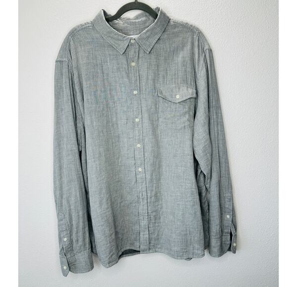 Goodfellow Light Gray Linen Long Sleeve Button Collared Shirt 2XL - Picture 2 of 12